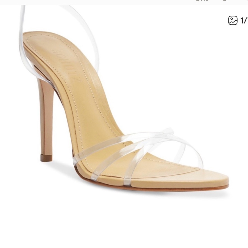 SCHUTZ Nude and Clear Strap Heels